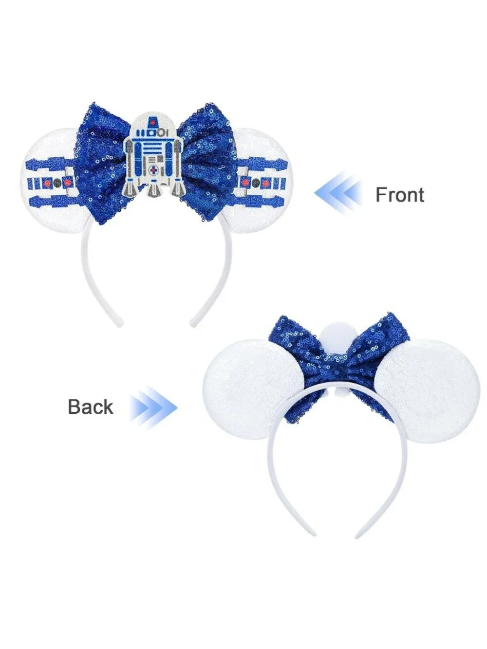 Women Blue Sequin Bow Mickey Mouse Hair Headband for Cosplay